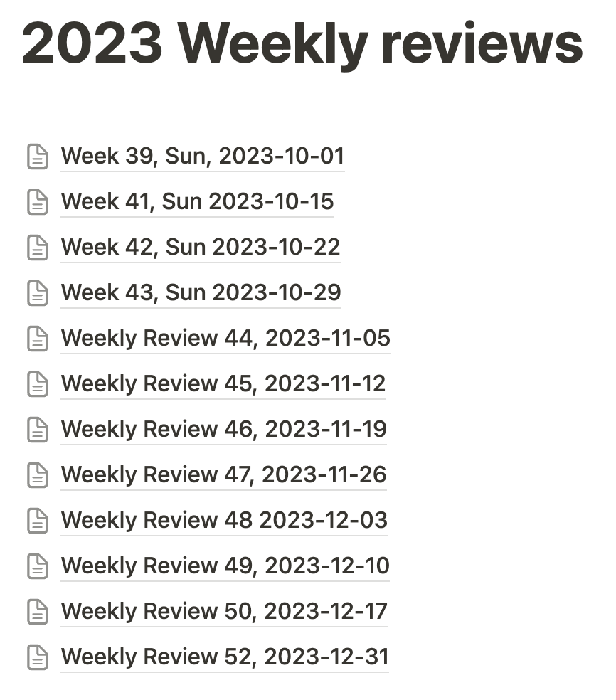 my weekly reviews